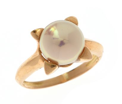 Bague 
en or jaune 18k 750°/°° et perle de...