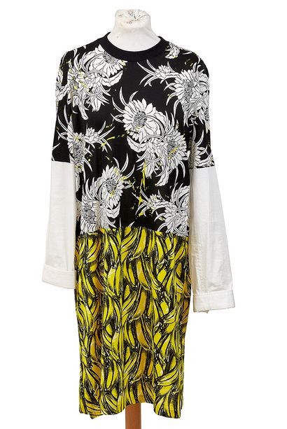 PRADA
Robe chemisier en coton noir jaune...