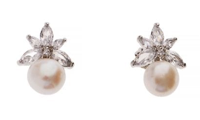 Pair of silver plated metal stud earrings...