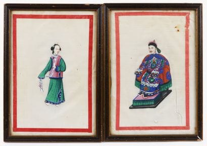 CHINA
Two gouaches on rice paper depicting...