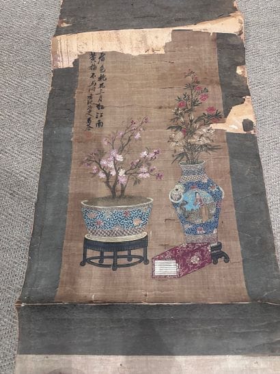 CHINA
Scroll featuring vases and everyday...