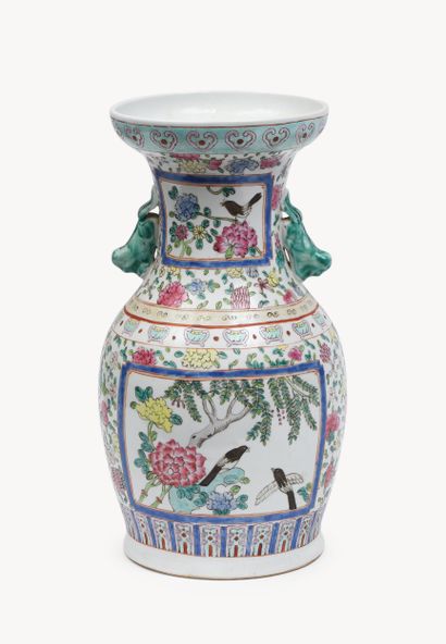 CHINA
Polychrome glazed porcelain baluster...