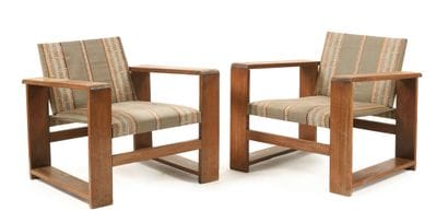 Modernist piece
Pair of exotic wood armchairs...