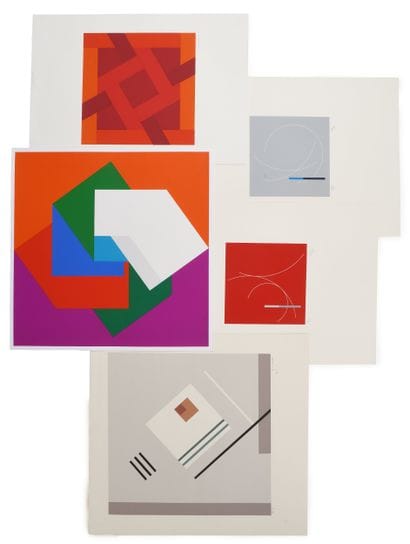 Ensemble de cinq sérigraphies 
Abstraction...