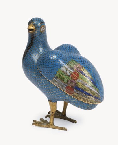 CHINA
Cloisonné and gilded bronze figurine...