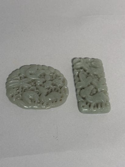 CHINA
Two hardstone PENDANTS.