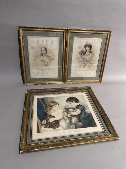 Paire de GRAVURES en couleurs: 