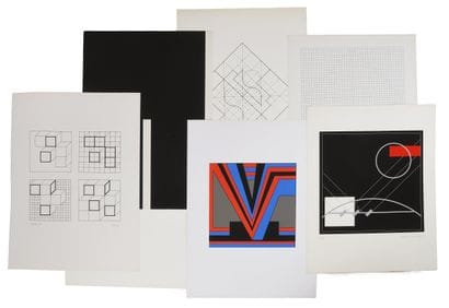 Ensemble de 7 sérigraphies 
Abstraction géométrique
Ecole...