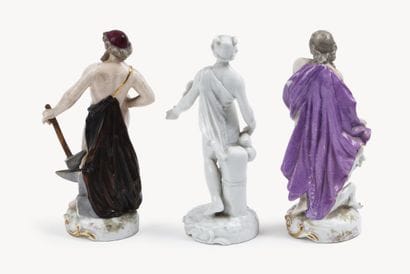 Set of three glazed porcelain FIGURES: 
-...