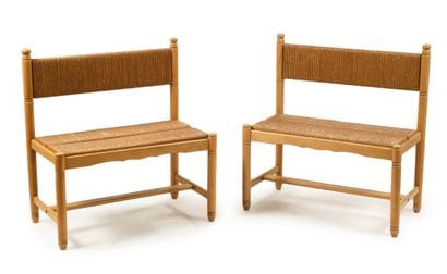 Travail XXeme
Paire de banquettes en bois...