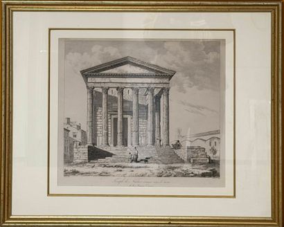 D'après Baltard
La Maison Carrée, Nîmes.
Lithographie,...