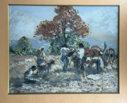 MAILLAUD Fernand (1862-1948)
Scène de labours
Gouache...