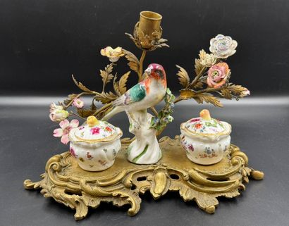 In the Meissen style
An ormolu inkwell of...