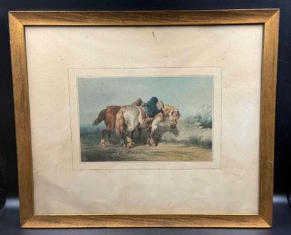 FORT Théodore (1810-1896)
Chevaux à l'écurie
Aquarelle...