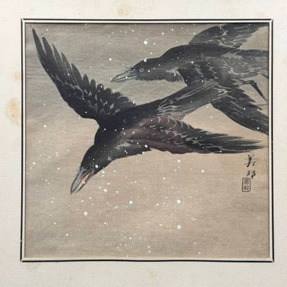 BIHO Takahashi (1873-?)
Print 
Crows in flight...