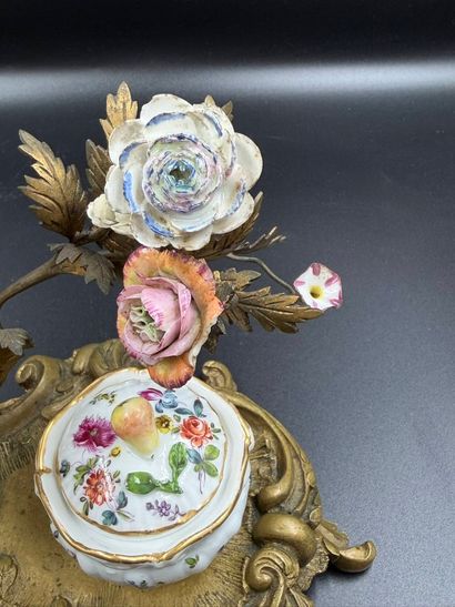 In the Meissen style
An ormolu inkwell of...
