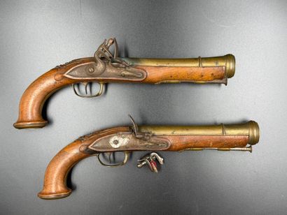 Pair of blunderbuss pistols
flintlock, walnut...