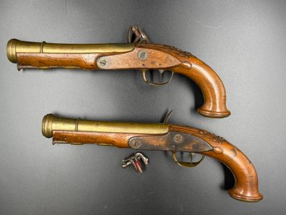 Pair of blunderbuss pistols
flintlock, walnut...