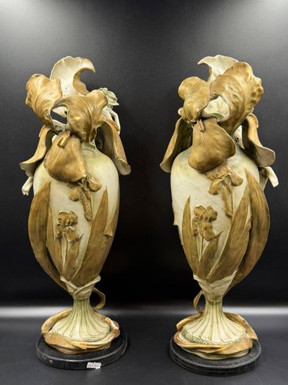 AMPHORA
Pair of large polychrome porcelain...