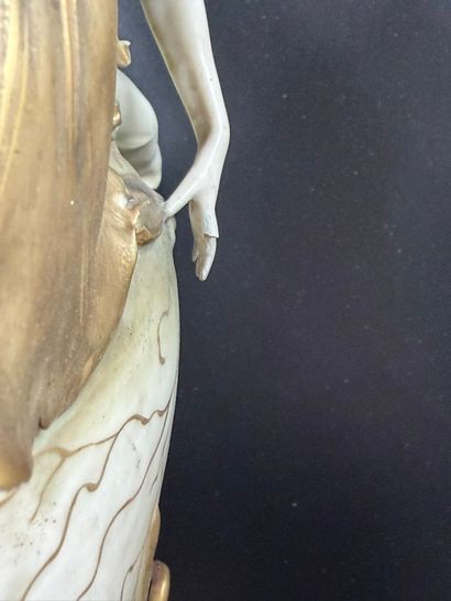 AMPHORA
Pair of large polychrome porcelain...