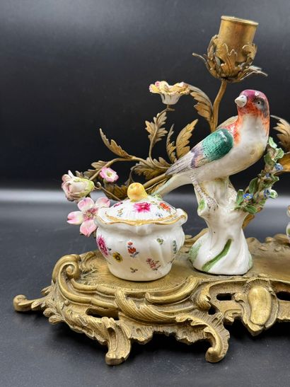 In the Meissen style
An ormolu inkwell of...
