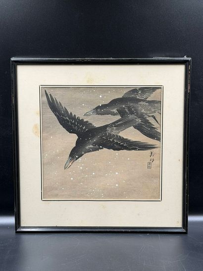 BIHO Takahashi (1873-?)
Print 
Crows in flight...