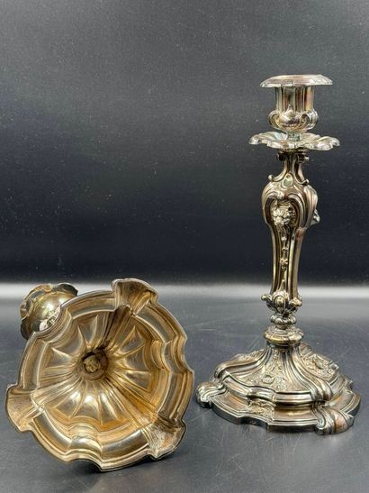 Martial FRAY Paire de chandeliers en argent...