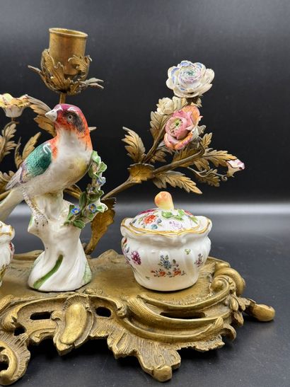 In the Meissen style
An ormolu inkwell of...