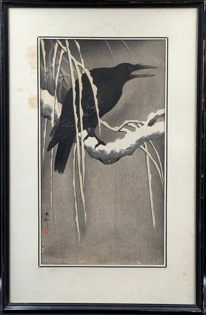 KOSON Ohara (1877-1945)
Otanzaku tate-e print.
Crow...
