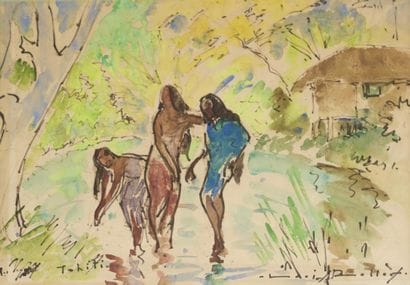Louis ROLLET (1895-1988) Baigneuses à Tahiti....