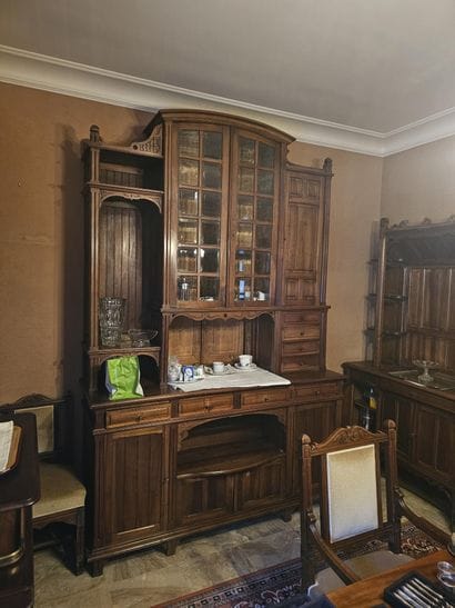 Large walnut sideboard with carved and molded...