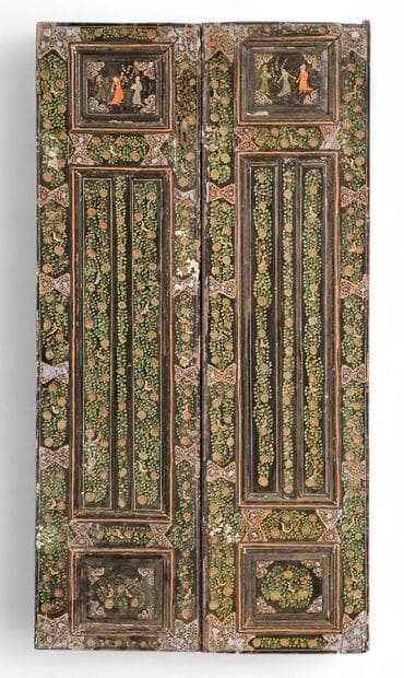 IRAN. Paire de PORTES DE PLACARD en bois...