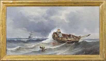 MAZZETTA (XIX) Les naufragées, huile sur...