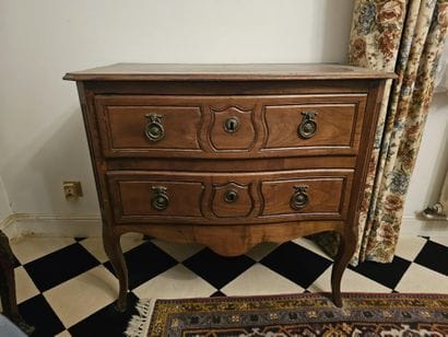 MOLDED WALNUT CHEST OF DRAWERS with two drawers;...