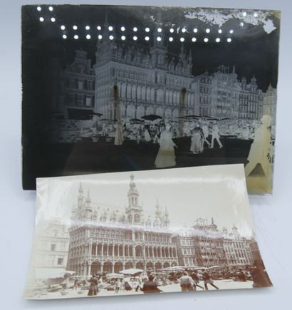 104 PHOTOGRAPHIES : Sur plaque de verre,...