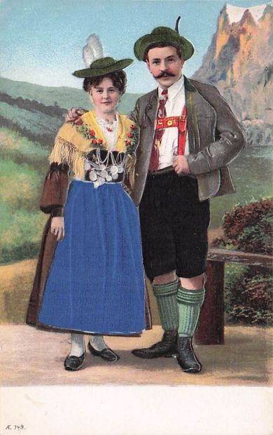 12 CARTES POSTALES SUISSE : Costumes de divers...