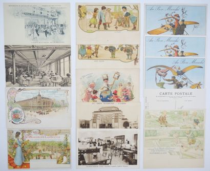 58 CARTES POSTALES PUBLICITAIRES : Magasins....