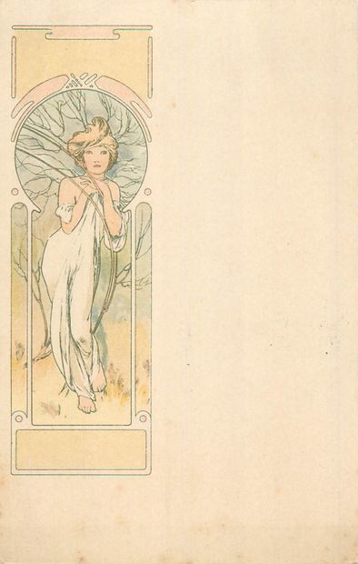 5 CARTES POSTALES MUCHA : « C-28-3ème Série-Printemps...