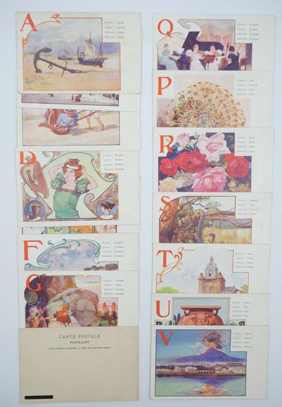 26 CARTES POSTALES ALPHABET : Ensemble complet...