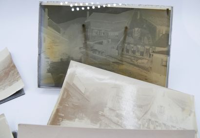 104 PHOTOGRAPHIES : Sur plaque de verre,...