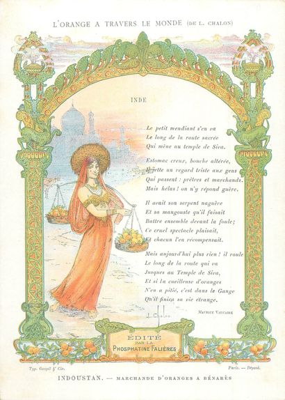 13 CHROMOS : Phosphatine Falières-Menus (vierge)-L'Orange...
