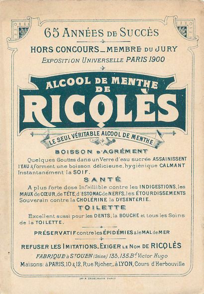 44 CHROMOS RICQLES : Illustrateur Guillaume....