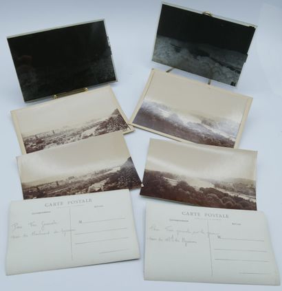 16 PHOTOGRAPHIES : 4 plaques de Verre et...