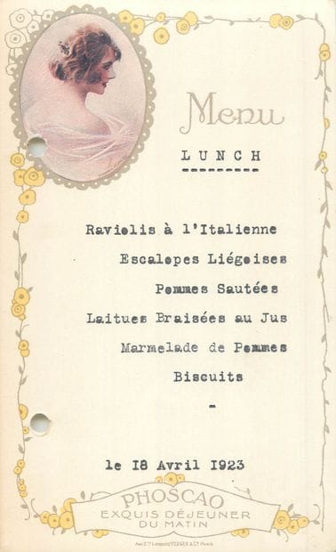 57 MENUS : Alimentaire. Divers Établissements...