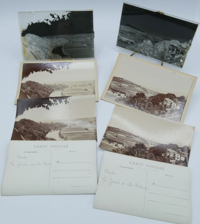 16 PHOTOGRAPHIES : 4 plaques de Verre et...