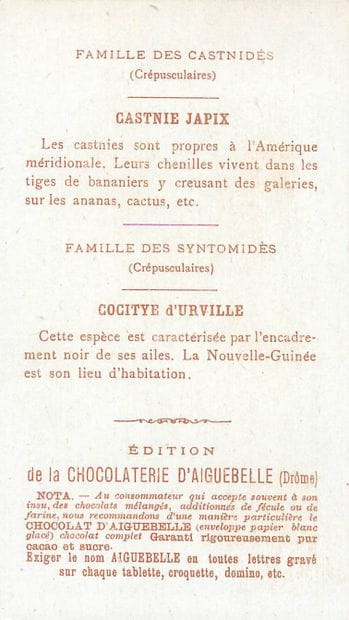 57 CHROMOS : Chocolaterie D'Aiguebelle. «...