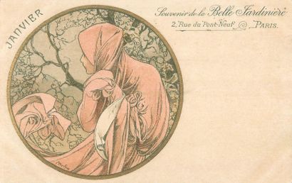 5 CARTES POSTALES MUCHA : « C-28-3ème Série-Printemps...