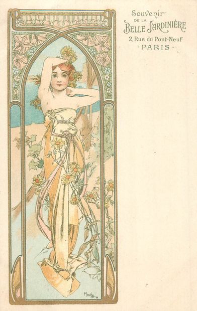 5 CARTES POSTALES MUCHA : « C-28-3ème Série-Printemps...