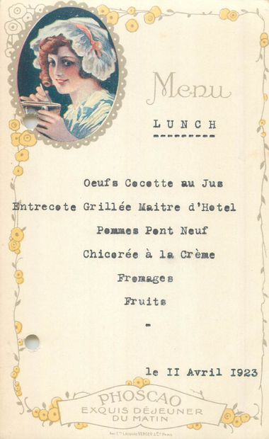 57 MENUS : Alimentaire. Divers Établissements...
