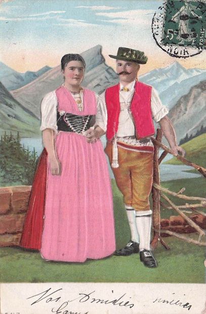 12 CARTES POSTALES SUISSE : Costumes de divers...